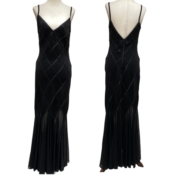 Tadashi Black Sheer Mesh Jersey Maxi Dress Size PM - Picture 1 of 10